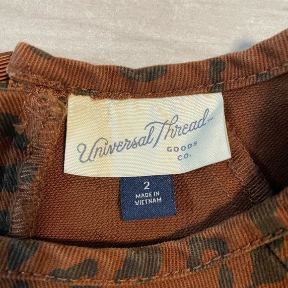 Universal Thread Brown & Black Leopard Print Dress Short Puff Sleeves-Size 2 - Picture 11 of 15